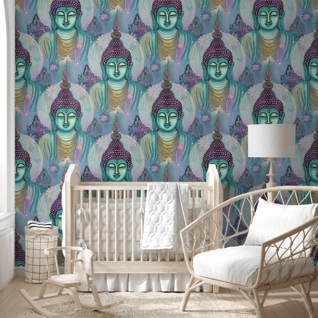 Buddha Energy - Watercolor seamless pattern 2 Wallpaper (Kids)
