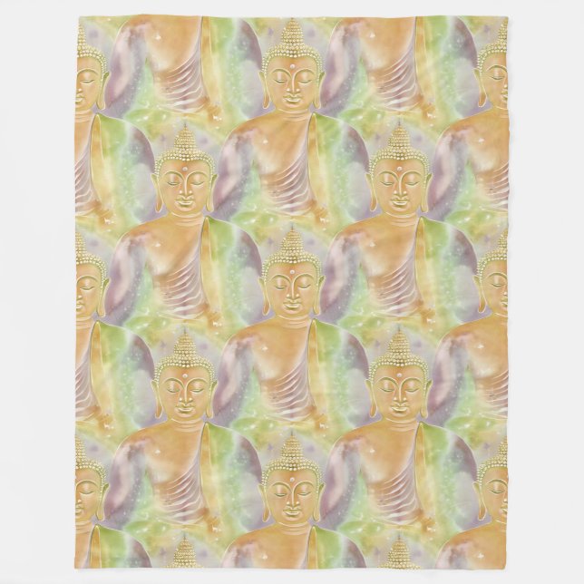 Buddha Energy - Watercolor seamless pattern 3 Fleece Blanket (Front)
