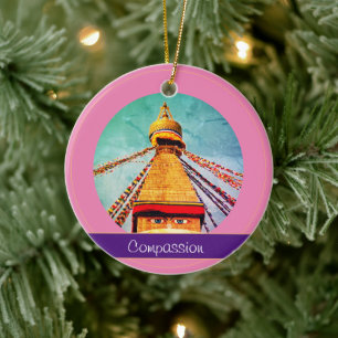 Buddha Eyes & Compassion - Boudhanath Stupa Nepal Ceramic Ornament