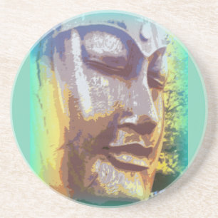 Buddha face green coaster