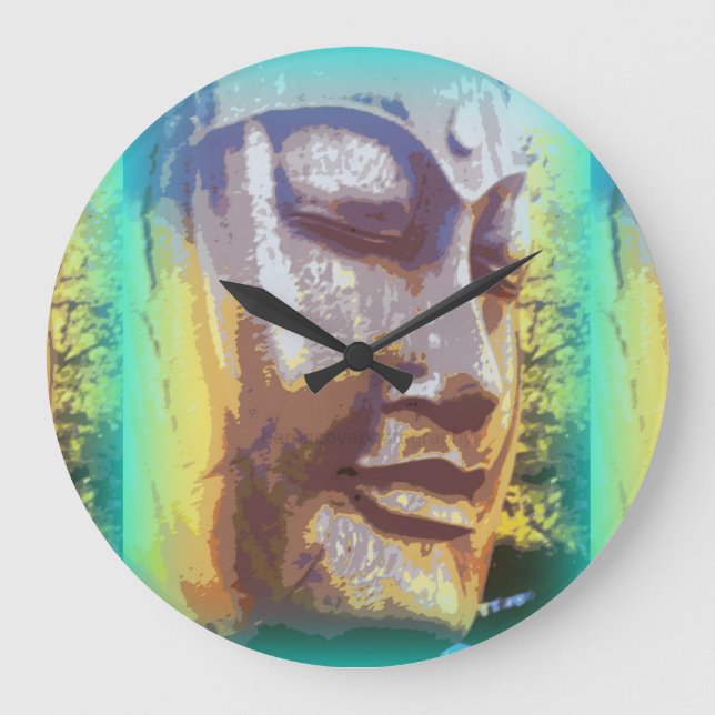 buddha face green large clock (Front)