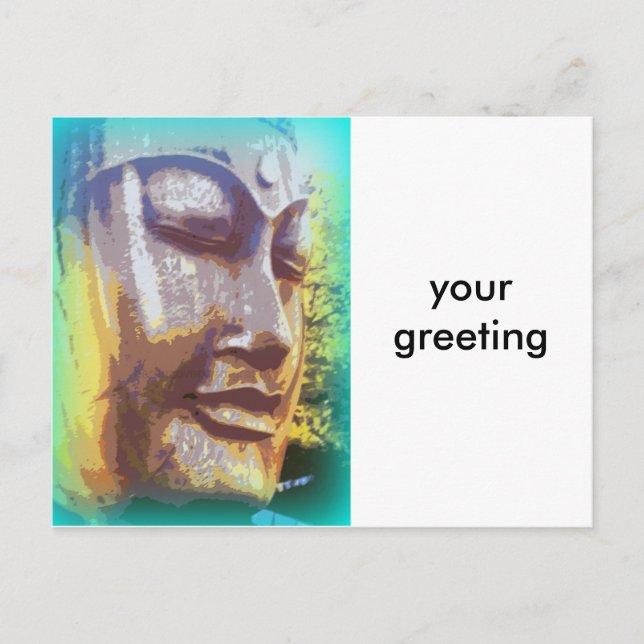 buddha face green postcard (Front)