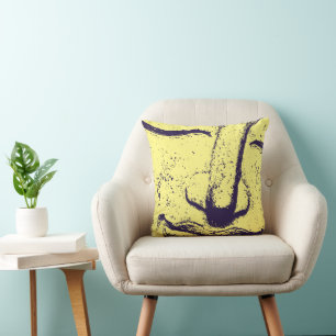 Buddha Face Zen Harmony Buddhahood Yellow Throw Pillow