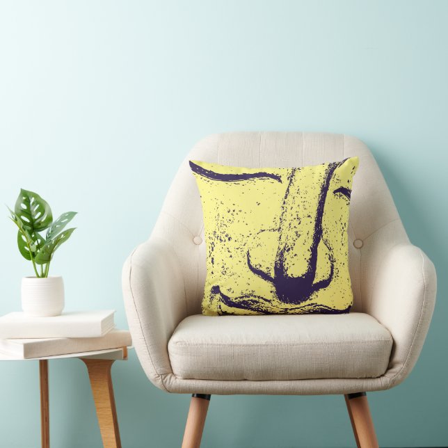 Buddha Face Zen Harmony Buddhahood Yellow Throw Pillow (Chair)