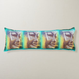 Buddha faces green body pillow