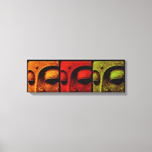 Buddha Faces Triptych Art Canvas Print (Front)