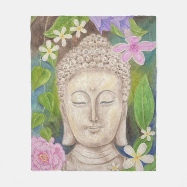 Buddha Flower fleece Blanket (Front)