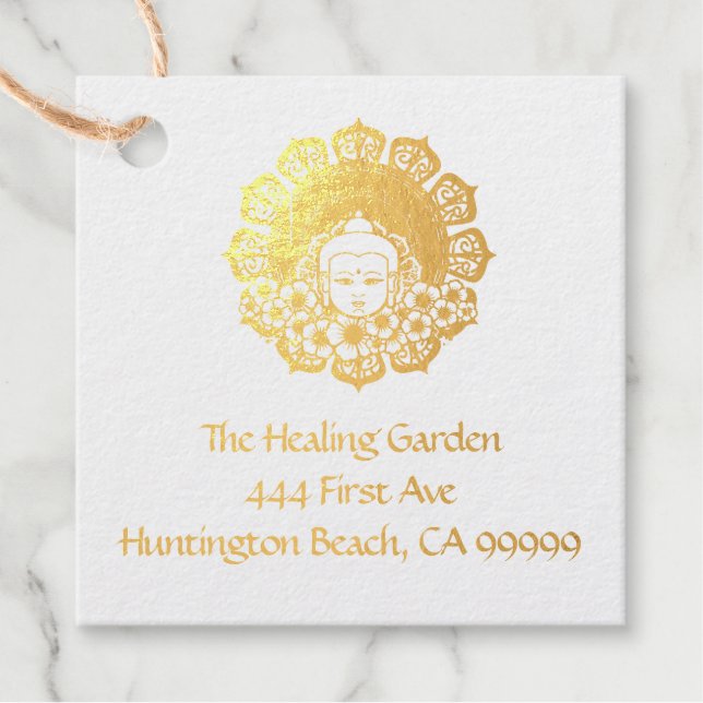 Buddha Flower Mandala Customizable Favour Tags (Front)