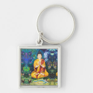 Buddha Garden Meditate Maureen Girard Keychain