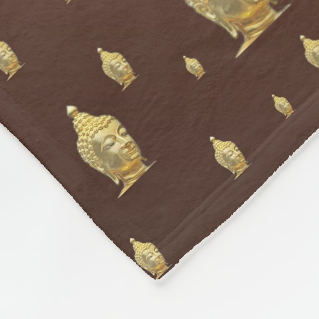 buddha, golden + buddha, asian pattern, shiny, fleece blanket (Corner)