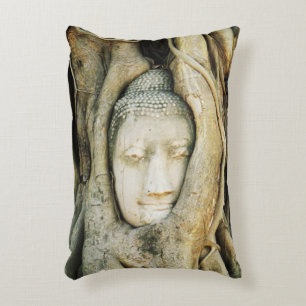 Buddha Head in the Fig Tree .. Ayutthaya, Thailand Decorative Pillow