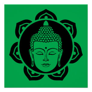 Buddha Head Meditation Pillow Poster
