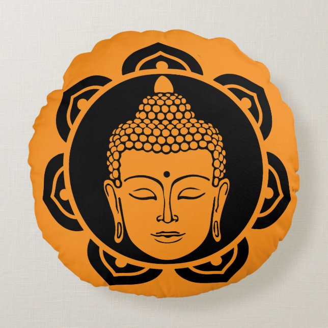 Buddha Head Meditation Round Pillow (Front)