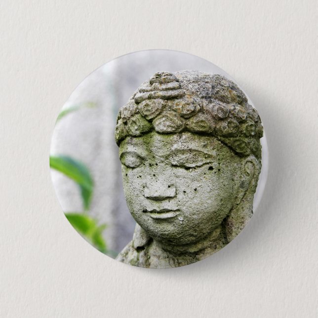 Buddha head statue 2 inch round button (Front)
