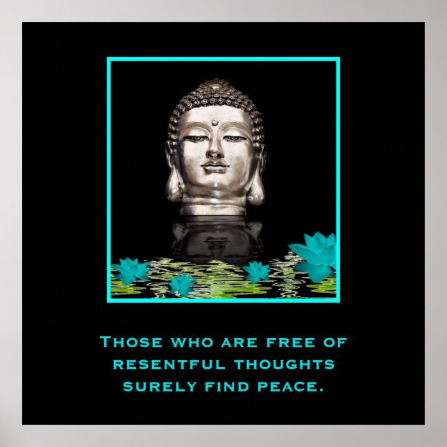 Buddha Head with Inspirational Quote on Peace Poster (Front)