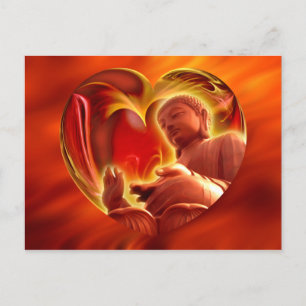 BUDDHA Heart   fire red Postcard