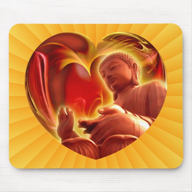 BUDDHA Heart | yellow radial Mouse Pad (Front)