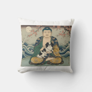 Buddha holding Japanese Chin Throw Pillow