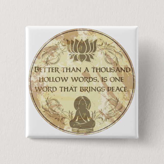 Buddha Hollow Words 2 Inch Square Button (Front)