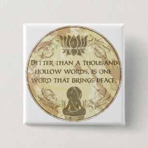 Buddha Hollow Words 2 Inch Square Button