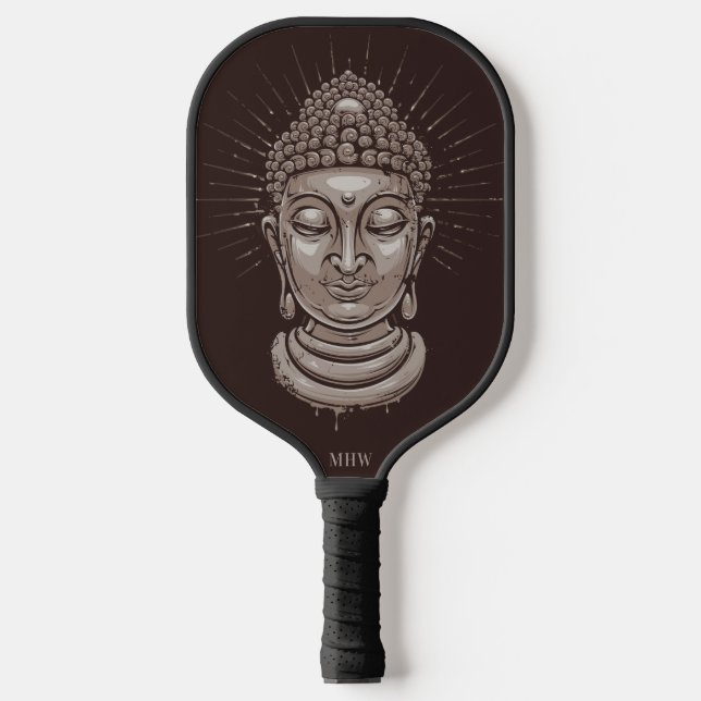 Buddha Illustration custom monogram Pickleball Paddle (Front)