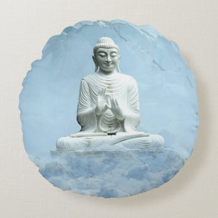 Buddha in Clouds Round Pillow