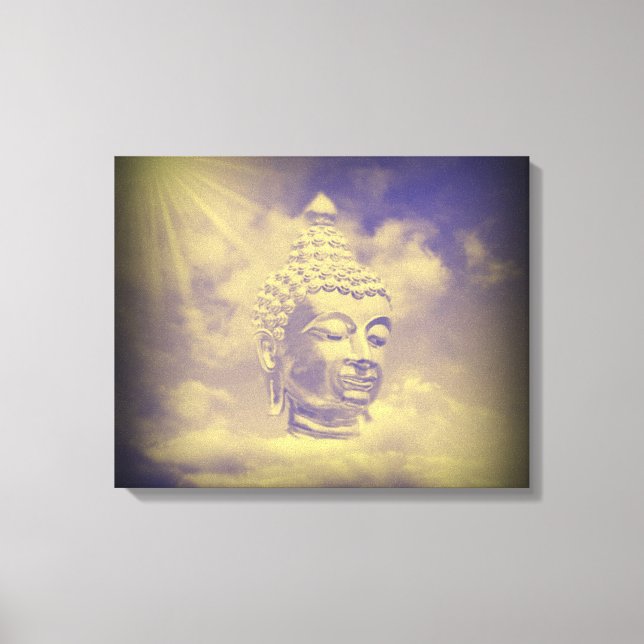 buddha in coloured clouds with artificial sun canvas print (Front)