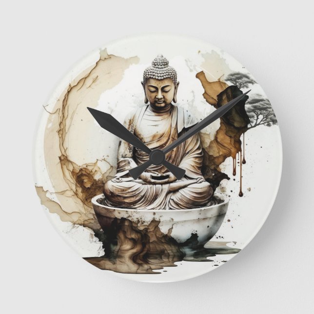 Buddha in Earth Tones Round Clock (Front)