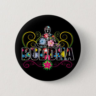 Buddha in Flowers 2 Inch Round Button