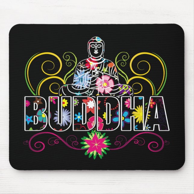 Buddha in Flowers Mouse Pad (Front)