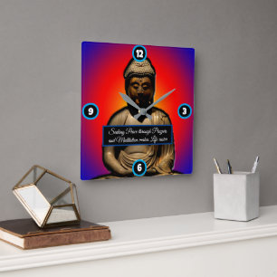 Buddha in Meditation Square Wall Clock