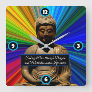 Buddha in Meditation Square Wall Clock