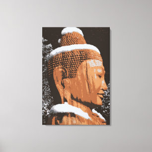 buddha in snow wrapped canvas