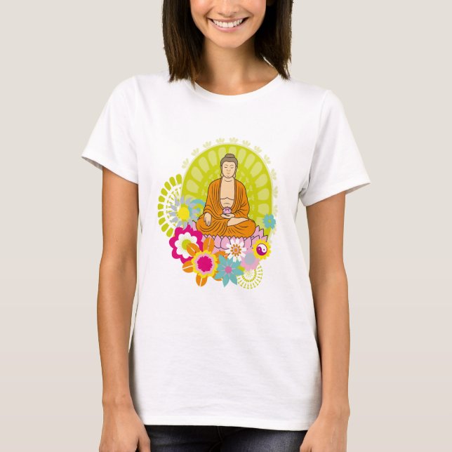 Buddha in Spring Flowers T-Shirt (Front)