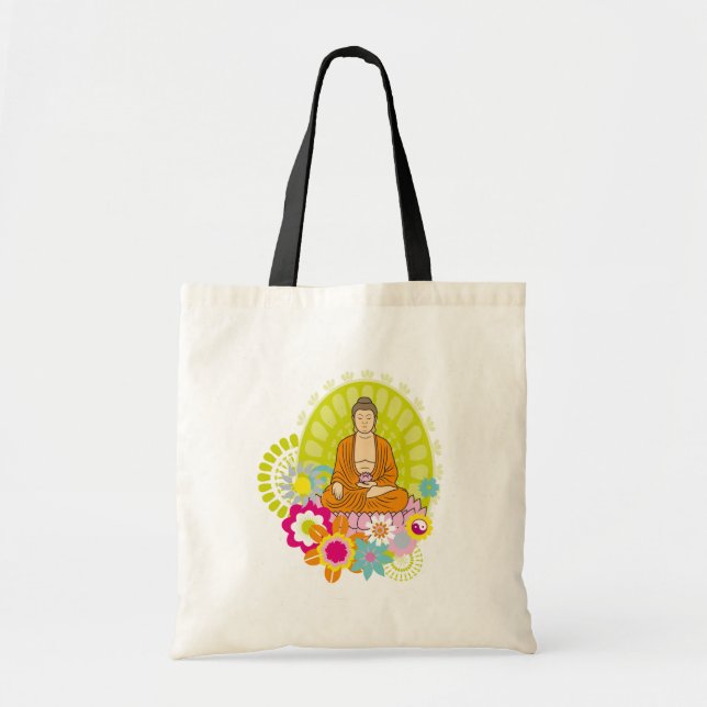 Buddha in Spring Flowers Tote Bag (Front)