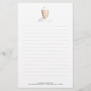 Buddha In White   Serene Meditative And Calm Stationery