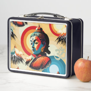Buddha Lord Retro Pop Art Portrait Metal Lunch Box