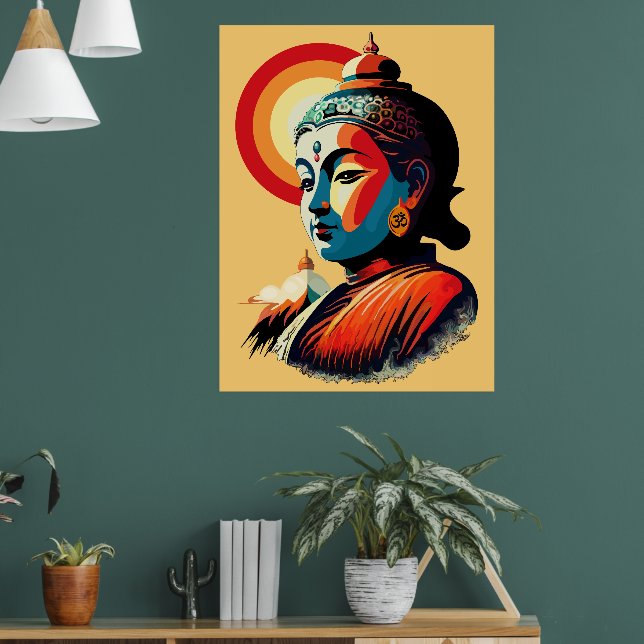 Buddha Lord Retro Pop Art Portrait Poster (Living Room 1)