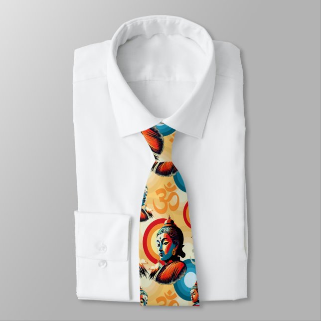 Buddha Lord Retro Pop Art Portrait Tie (Tied)