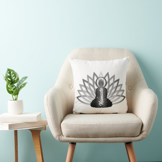  Buddha Lotus Namaste Throw Pillow (Chair)