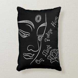 Buddha Lotus Om Mani Padme Hum White Accent Pillow