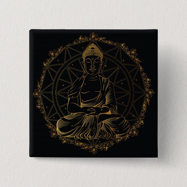 Buddha Mandala 2 Inch Square Button (Front)