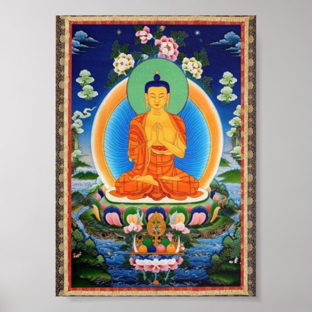 Buddha Mandala Antique Tibetan Thanka Poster (Front)