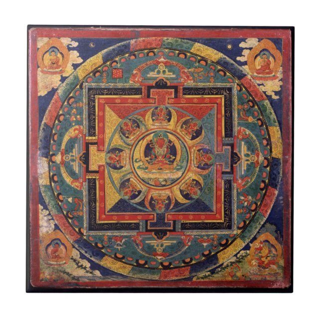 Buddha Mandala Antique Tibetan Thanka Tile (Front)