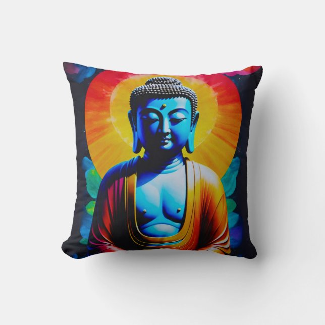 Buddha Meditates  Throw Pillow (Front)
