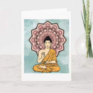 Buddha Meditation Mandala Retro Card