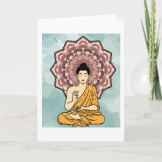 Buddha Meditation Mandala Retro Card