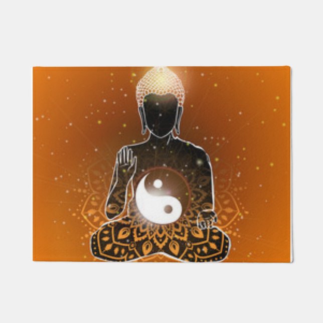 Buddha Meditation Ying Yang Design Doormat (Front)