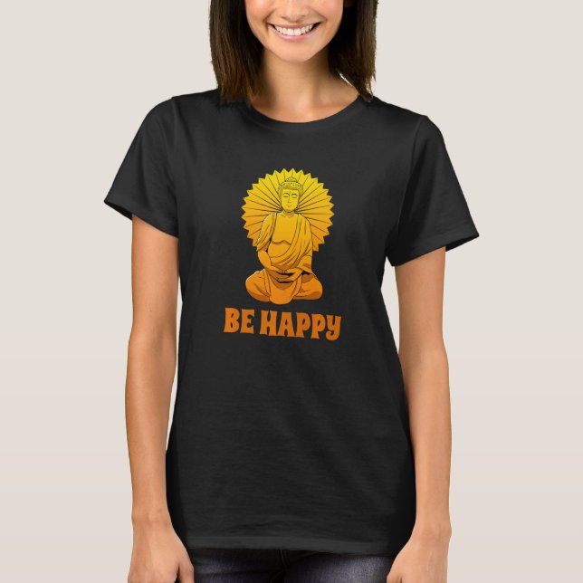 Buddha Monk Namaste Praying Pray Smile Happy Laugh T-Shirt (Front)