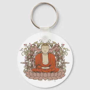 Buddha On Lotus Flower Keychain